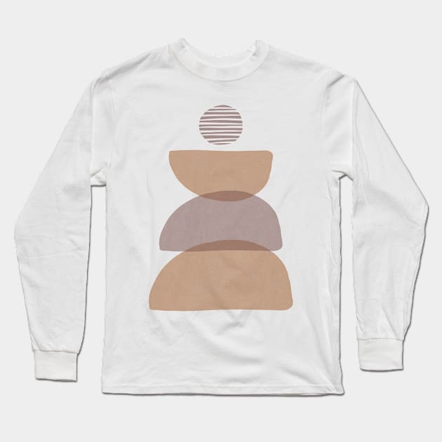 Abstract Geometric Balance In Neutral Colors Long Sleeve T-Shirt by ArunikaPrints